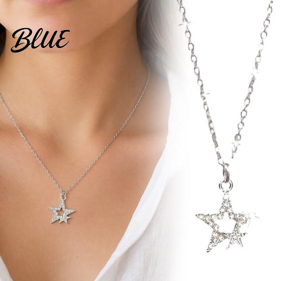 Shiny Star Pendant Five-pointed Necklace Sparkling Rhinestone Stars Adjustable Alloy