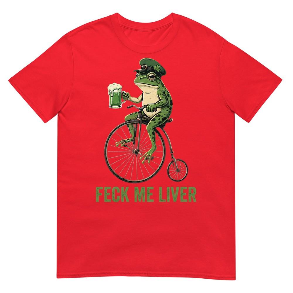 Feck Me Liver Funny Frog Drinking Beer St Patricks Day Tshirt S