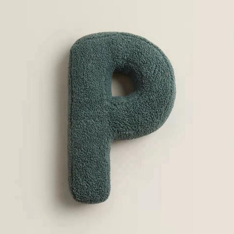 30cm ABCDE Lettre Oreiller Peluche Jouet Doux pour Enfants Apprendre l'Anglais Coloré Décoration Maison Cadeau Jaune Vert Rouge Blanc about 38x30cm gray