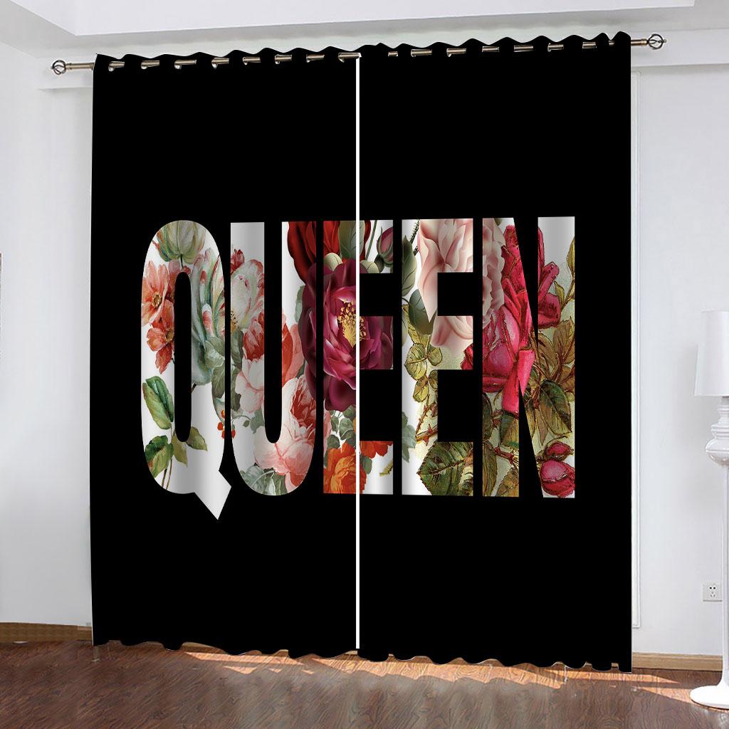 Window Curtain Alphanumeric 3D Print Blackout Curtains Living Room Bedroom Custom Size Kids Boys Men Adults Gift Drapes