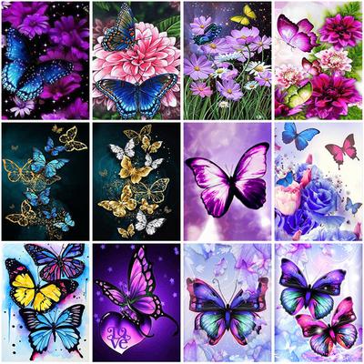 5D DIY Diamond Painting Butterfly Cross Stitch Animals Diamond Mosaic Full Round Layout Picture Of Rhinestones Home Decor