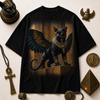 Winged Bastet T-Shirt, Black Egyptian Cat Graphic Tee, Ancient Mythology Streetwear