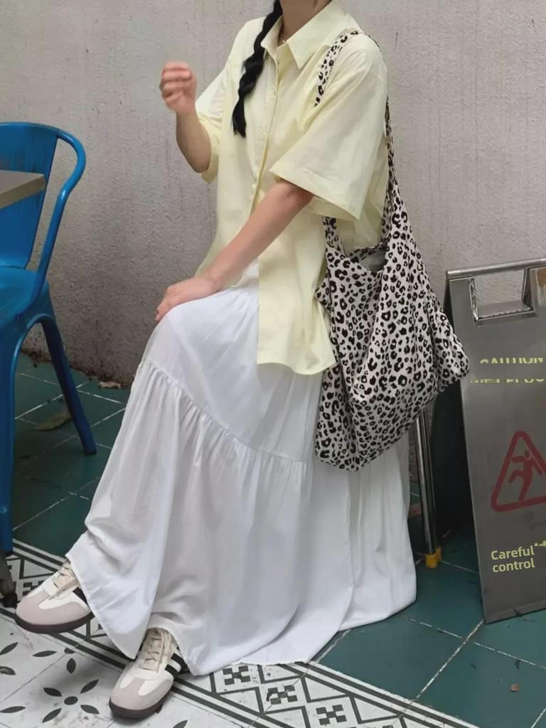 2024 Women's White A-Line Skirt: Spring/Summer High-End Spliced Design