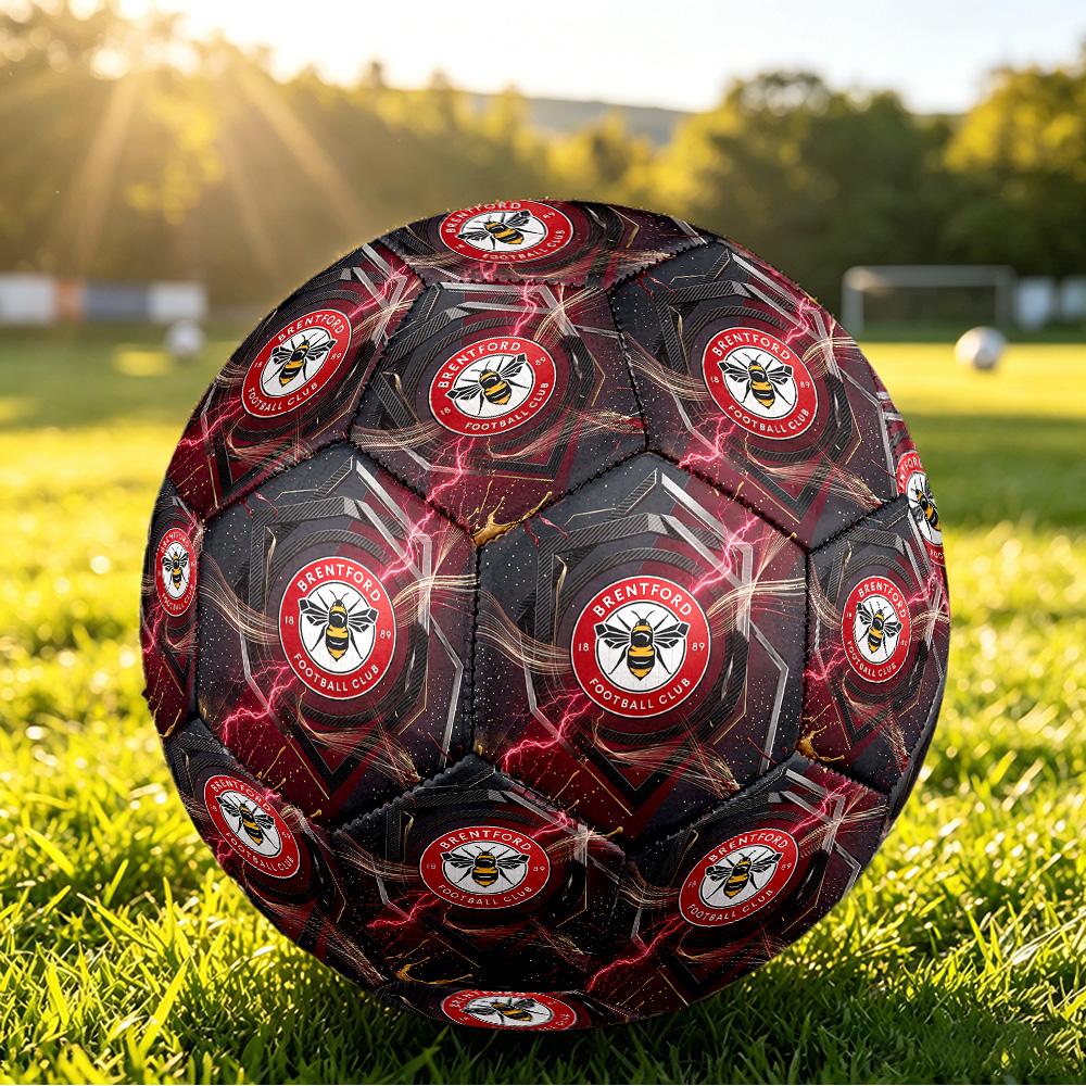 Brentford FootballPrinted Size 5 Soccer Bl, Anti Slip Adult Match Football Souvenir for Football Fans