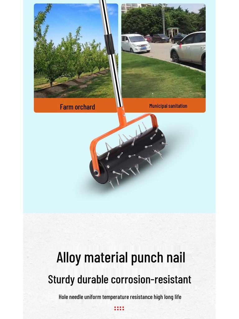 New Rolling Lawn Aerator Oxygenator & Soil Cultivator Tool