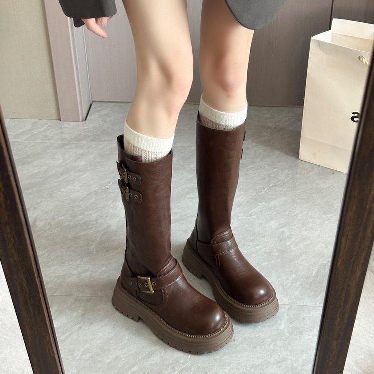 

Martin boots women s 2025 new autumn retro explosion versatile and thin thick-soled small man but knee boots women 39