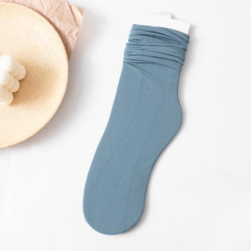 Female Spring and Summer Thin Pure Color Cool Breathable Comfortable Tube Stack Socks