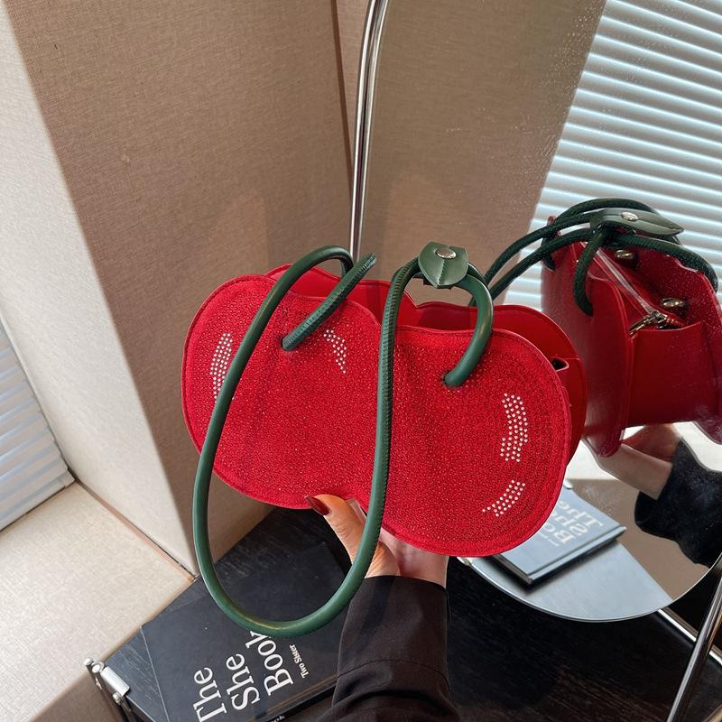 

Personalized and creative cherry small bag summer 2025 new small fresh literary shoulder bag women s versatile underarm bag чорний