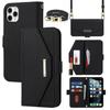 For iPhone 11 Pro Cross Texture Lanyard Leather Phone Case