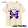 Men Women Summer Fashion Cotton T-Shirt Purple Butterfly Tops Tees Male Casual Short Sleeve Clothing Harajuku Streetwear