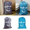 Smile Shape Nylon Laundry Bag Wash Me Travel Storage Pouch Machine Washable Dirty Clothes Organizer Wash Drawstring Bag