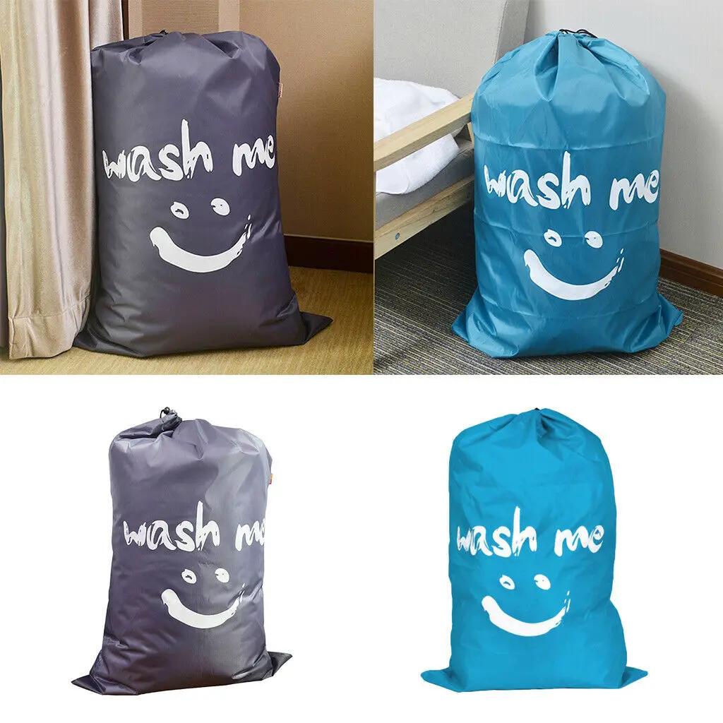 Smile Shape Nylon Laundry Bag Wash Me Travel Storage Pouch Machine Washable Dirty Clothes Organizer Wash Drawstring Bag
