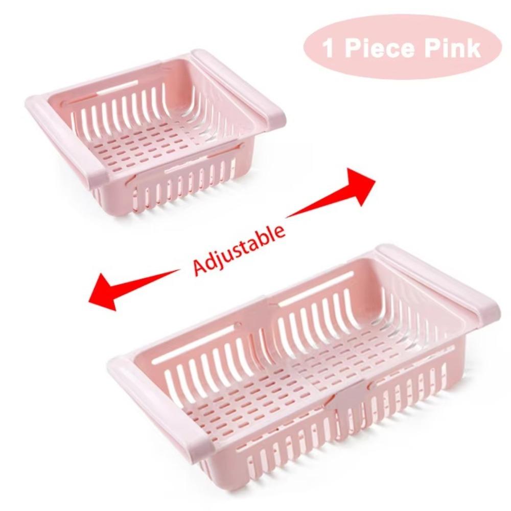 

Багатофункціональна висувна полиця для холодильника Регульована кухонна полиця для зберігання Кухонні аксесуари рожевий