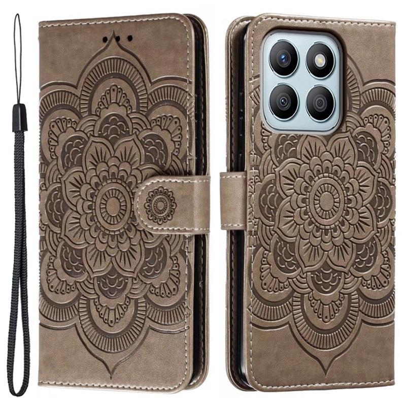 For Honor X8b 4G Case PU Leather Mandala Imprinted Design Wallet Phone Cover