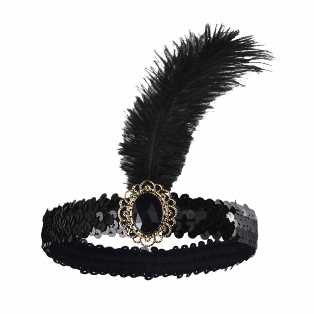 Sequin Feather Headpiece Retro Girls Hair Hoop Exquisite Women's Feather Headband Carnival Events