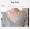 Elegant Ice Silk V-Neck Lace T-Shirt for Middle-Aged Women - Summer 2026 Style