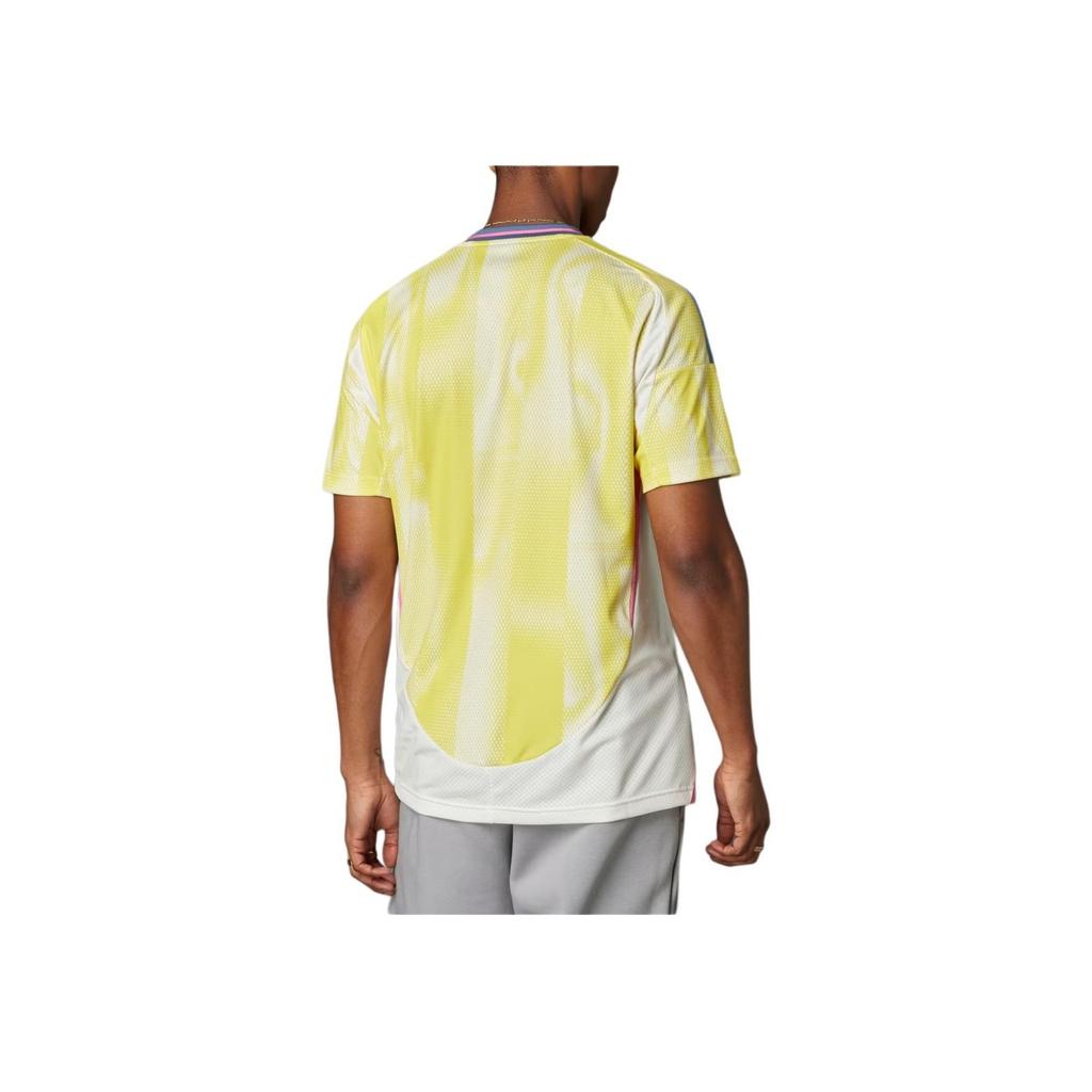 Adidas Juventus SS24 Venkovní dres Gradientní design Prodyšný Tréninkový Krátký rukáv Fotbalový dres Pánský dres Žlutá Bílá JH1357