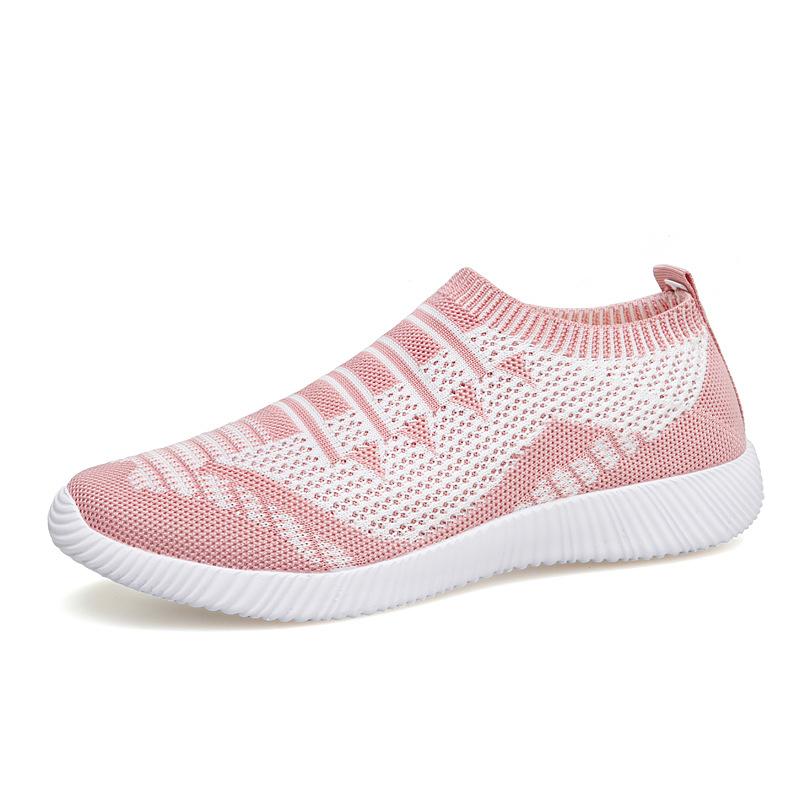 Summer flying woven women's shoes casual fashion large size 42 lightweight breathable flat shoes single shoes walking sports shoes 43