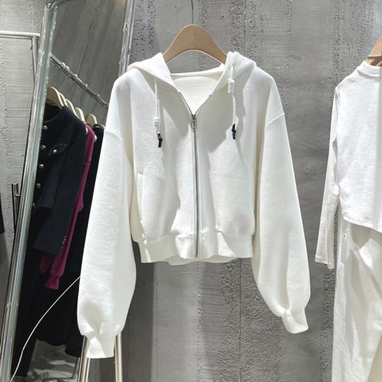 Dámské zimní kabát s kapucí dopisní potisk Dlouhý rukáv Silný zip Kapsy se stahovací šňůrkou Elastický lem manžety Měkký Teplý Ležérní Hip Hop Dámská bunda