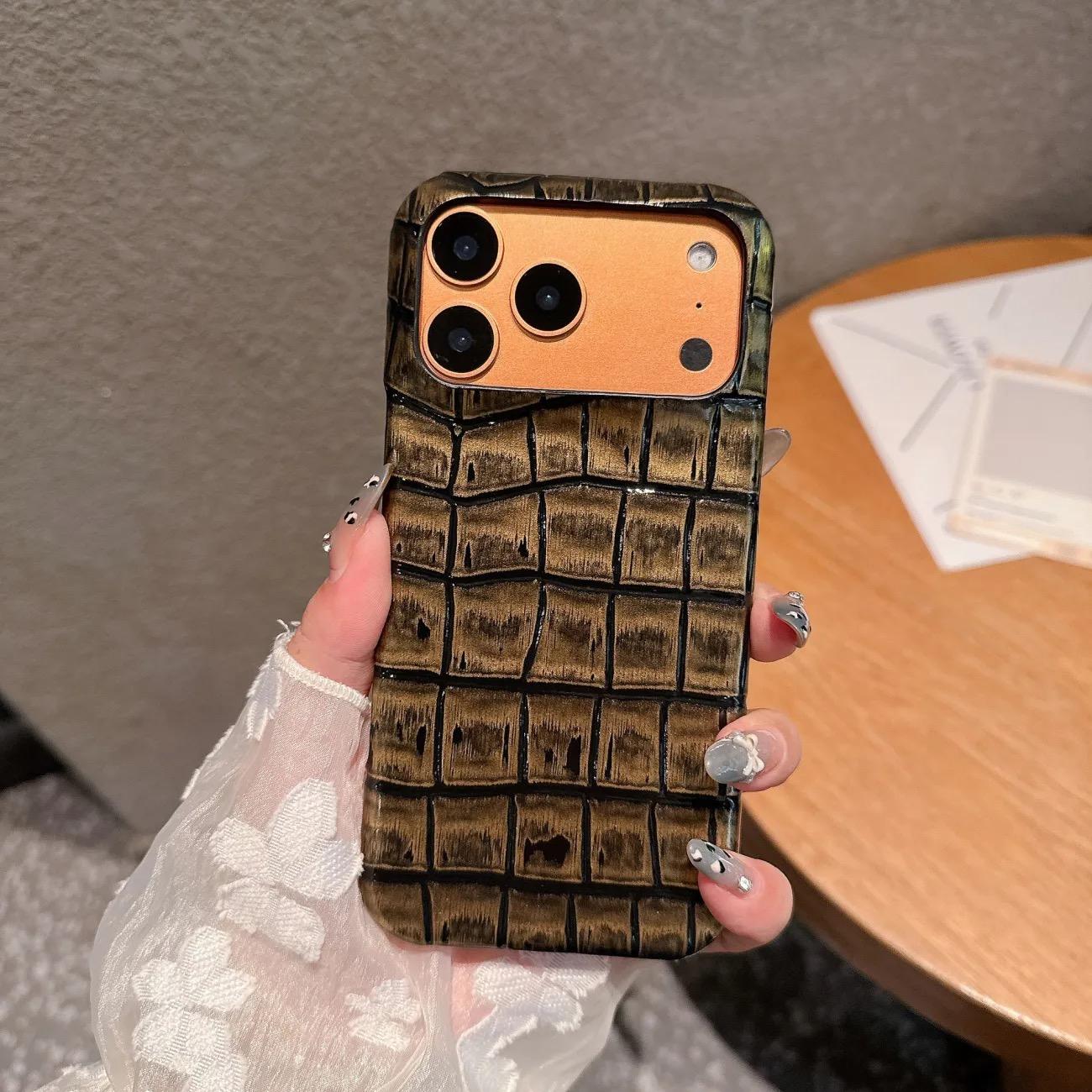 Shockproof for iPhone Leather Phone Case Opp Bag&For iPhone 16 коричневый