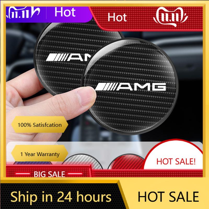 C200 E200 New 2025 For Mercedes Benz Carbon Fiber Car Water Cup Coaster Pad Non-slip Car Cup Bottle Mat For MERCEDES BENZ W211 W