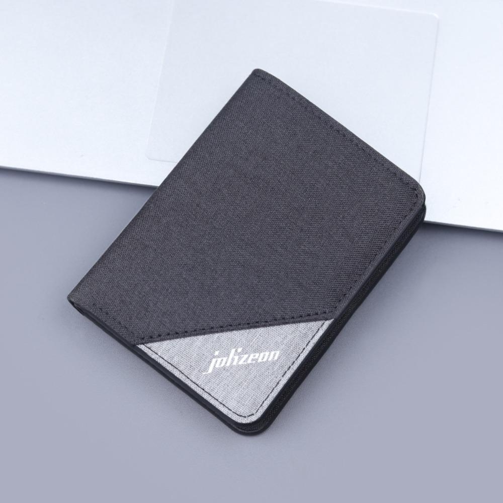 New Canvas Men's Short Wallet Two-fold Large Capacity Multiple Pockets Black Coffee Slim Money Bag Men Women