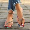 New large-size women's shoes flat-soled cool slippers women's woven herringbone toes women's outer sandals