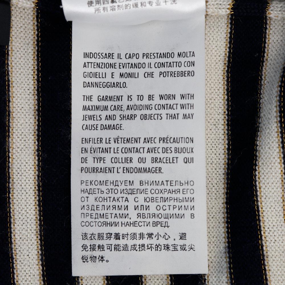 GUCCI Short sleeve knit 428050 border Navy / white cashmere/silk Women Used