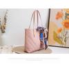 Trendy Embroidery Scarf Tote Bag for Women Large Capacity Canvas Bucket Bag Simple Shoulder Handbag