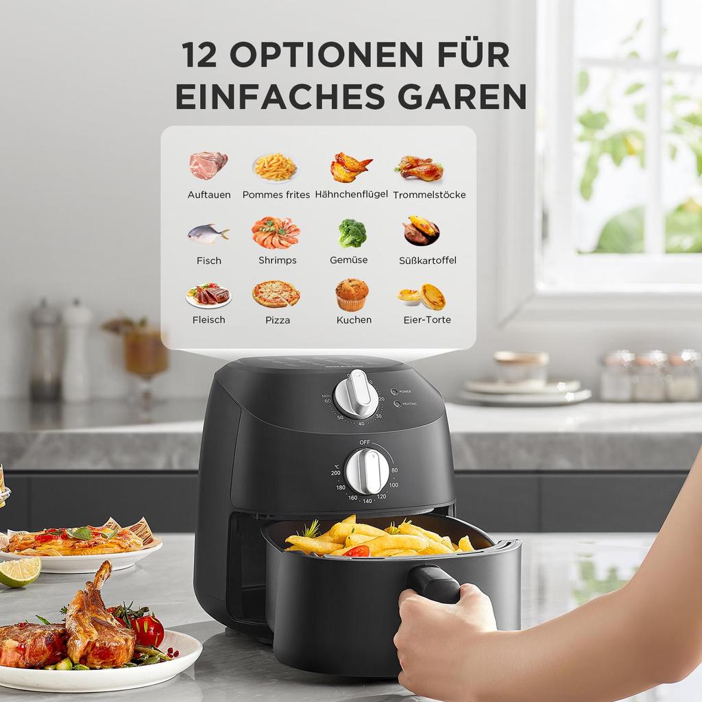 Midea Hot Air Fryer 2L,Automatic Shut-Off Function, Oil-Free