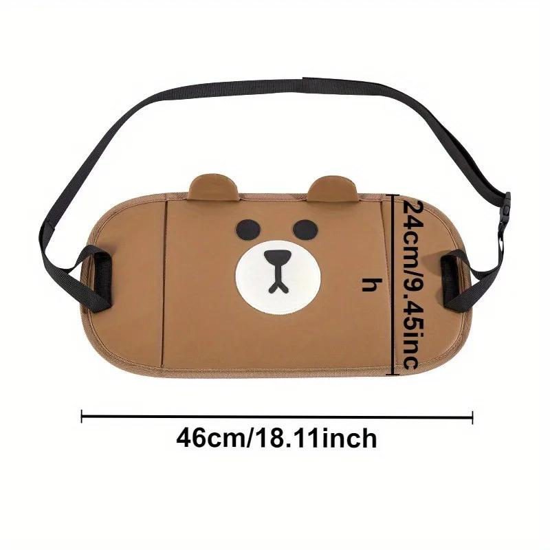 Cute Bear Design Portable Car Back Seat Foot Rest, Adjustable Straps Vehicle Footstool for Business and Travel Comfort