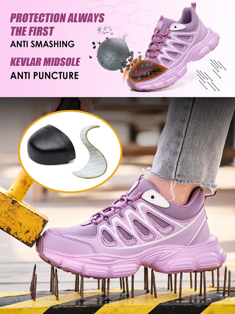 Fashion Safety Shoes Women Work Sneakers Structured Shoes pneumatic-Proof Protective Shoes Work Boots Steel Toe Shoes