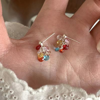 Buntglasperlen Traubenstrang Ohrstecker Nischendesign Süße Ohrringe Leichter Luxus High-End Ohrringe