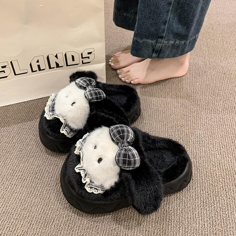 Niedliche Kätzchen Baumwollpantoffeln Damen Herbst und Winter 2025 neu dicksohlige Scheiße-treten Tasche und Plüsch warme Winterpantoffeln