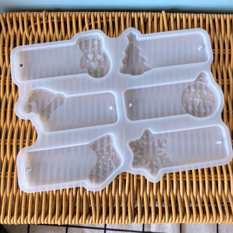 Christmas Ornament Resin Mold Pendant Mold Bookmarks Resin Mold with Hole for Epoxy Resin Casting Keychains Jewelry Mold