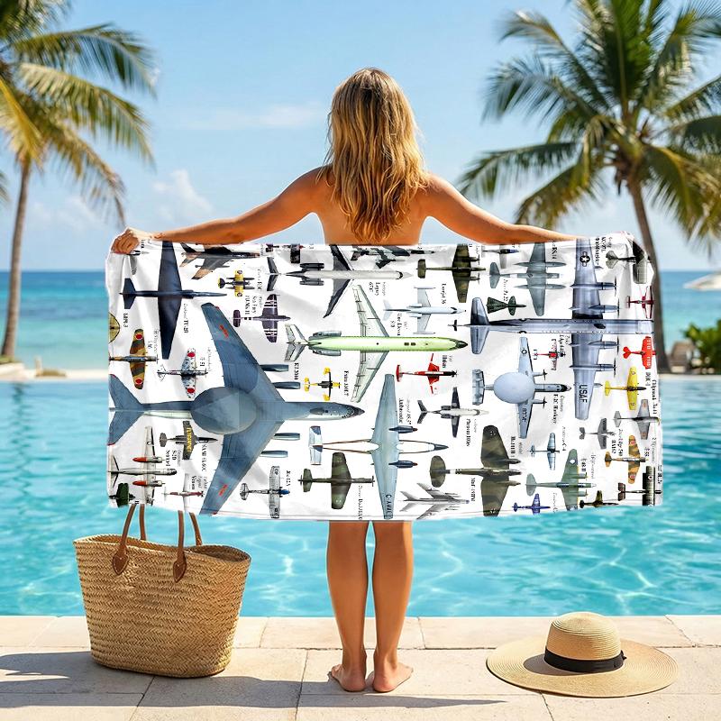 Aircraft Fashion Beach Towel: Ideal for Summer Adventures Soft, Absorbent and Quick Drying Suitable for Swimming and Bathing