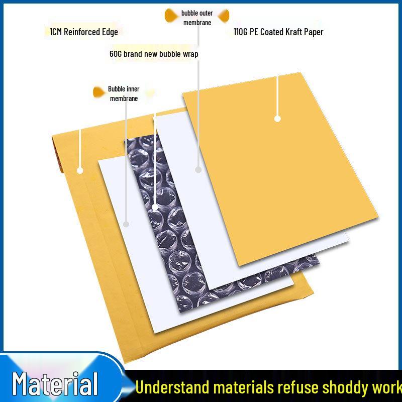 Self-Adhesive Kraft Paper Bubble Bag - Waterproof Custom Packaging for Clothing and Foam Protection