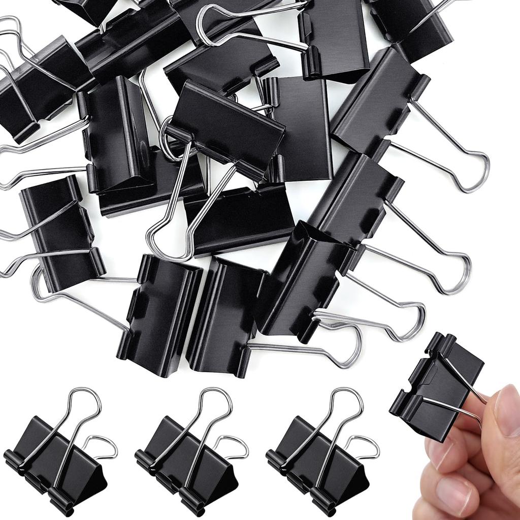 Medium Binder Clips, 72Pack, 1inch, Black Paper Binder Clips, Medium Paper Clips, Office Clips, with Storage Container for Office, Home, School