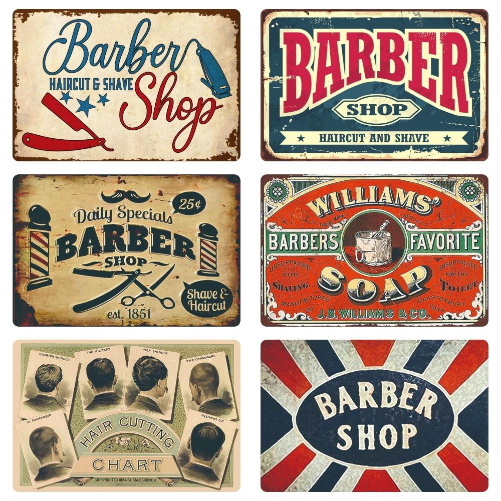 Hair Cutting Retro Plaque, Metal Signs, Barber Shop, Vintage Painting, Wall Posters, Bar, Pub, Shave & Haircut, Home Decor, WY28