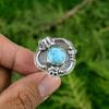 Natural Tibetan Turquoise 925 Silver Statement Adjustable Ring For Girls