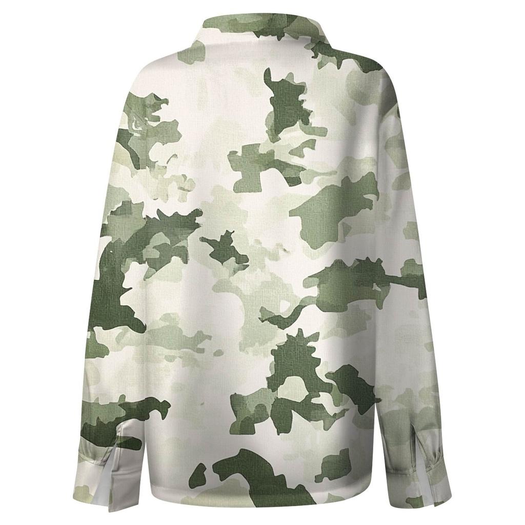 Camicia da donna, camicetta, stampa, bottoni, manica lunga, casual, basic, colletto, regolare