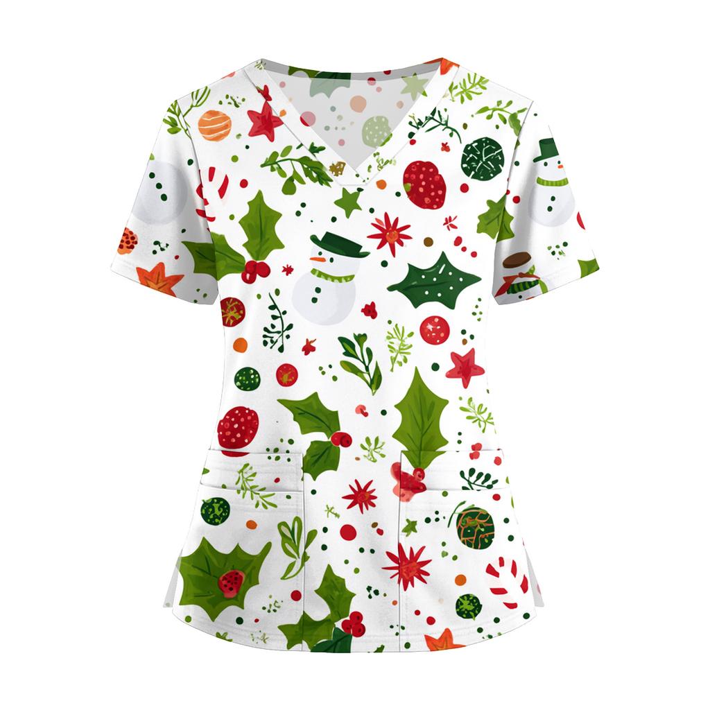 Mote V-hals Kortermet Jumpsuit for kvinner med Lommer Trykte Topper Klær