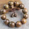 Purple Yew Wood Handcrafted 108-Piece Tiger Skin Sandalwood Buddhist Beads Bracelet for Couples
