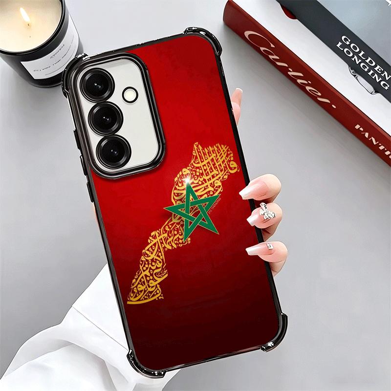 Morocco Flag Plating Phone Case For Samsung A17 A07 A37 A57 A16 A56 A15 A55 A14 A54 A13 A53 A26 A36 A25 A35 A24 A34 A23 A33