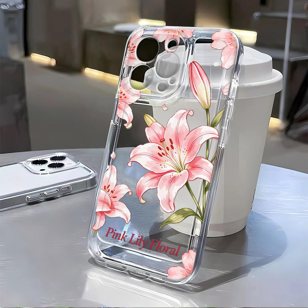 Blue Sakura Floral Print Transparent Phone Case For Samsung A56 5G A36 S26 S25Ultra S24 S23 S22 Case A55 A54 A35 A17 A16 A15 A26