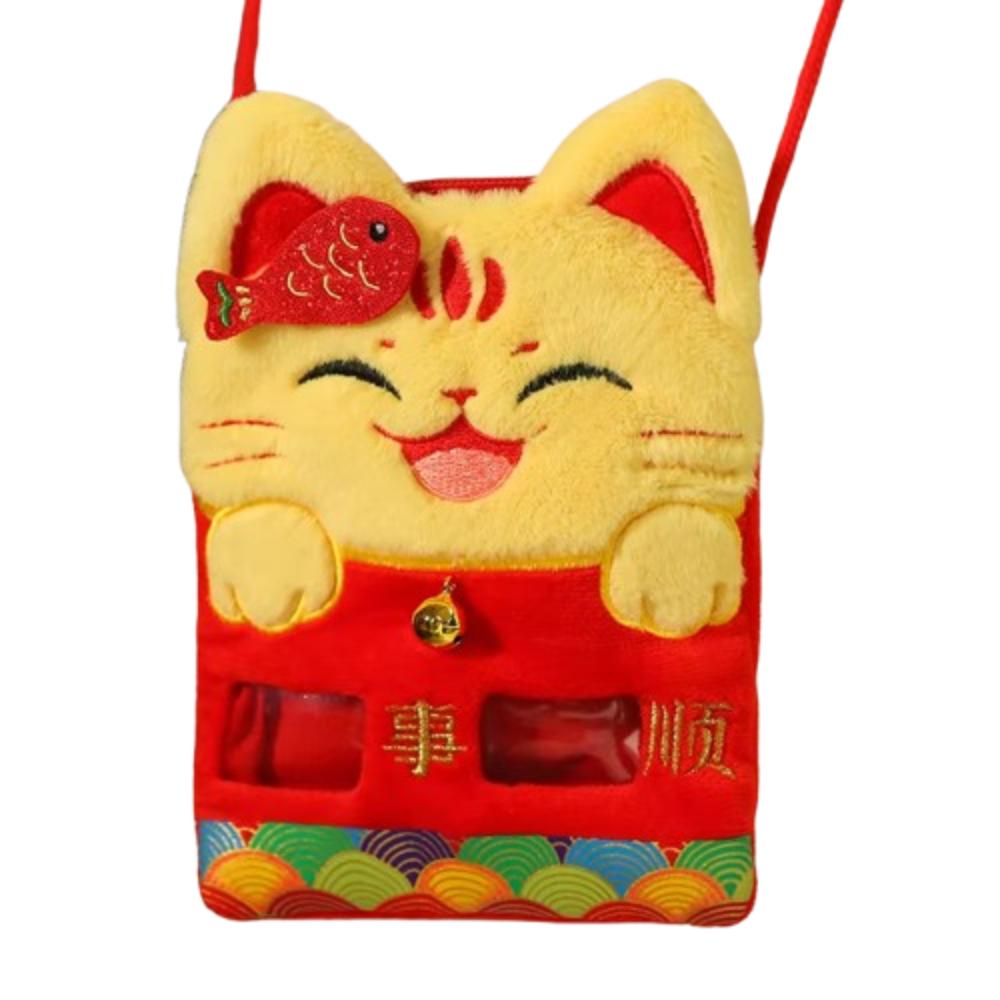

Red Packet Kitten Goldfish Plush Backpack White Cat Lucky Money Wallet Spring Festival Supplies Yellow Cat