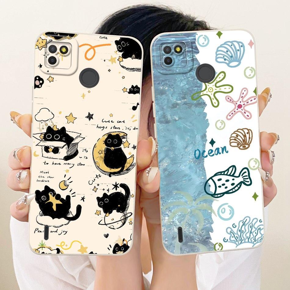 For Tecno Pop 4 LTE / Pop 4 Air Cute Cat Flower Cartoon Phone Case For Tecno Pop4 Lte 4Air Shockproof Soft Silicone Bumpers