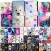 Leather Flip Phone Case For iPhone 11 XR X XS 7 8 SE 2020 SE 2022 Lion Cat Flower Painted Wallet Card Holder Back Cover