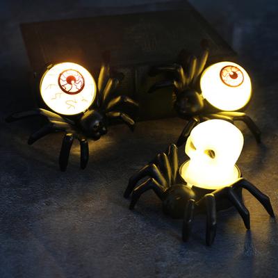 12pcs Halloween Creepy Eyeball Spider Tea Lights Battery Operated LED Horror Spider Light for Party Kitchen Bedroom Table Window