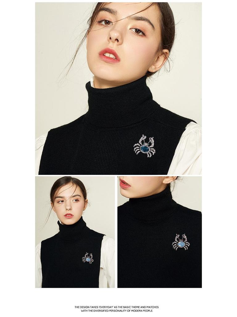 Korean Alloy Diamond Crab Brooch: Versatile Pin for Cardigans, Shawls, and Sweaters